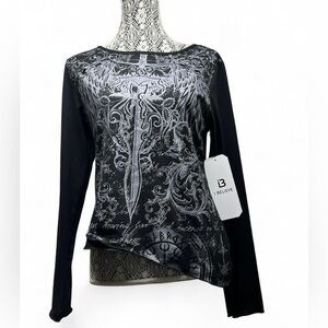 Black and Gray Women's Long Sleeve Top